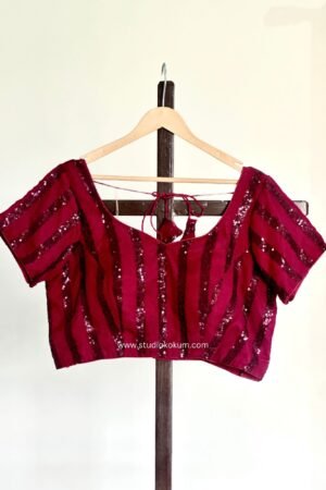 Soft Georgette Sequins Maroon Embroidered Blouse