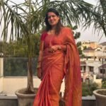 Aamodini : Red Linen Tissue Saree with Blouse Piece