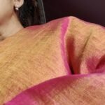 Aamodini : Red Linen Tissue Saree with Blouse Piece