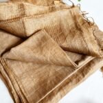 Shasti: Golden Linen Tissue Saree with Blouse Piece