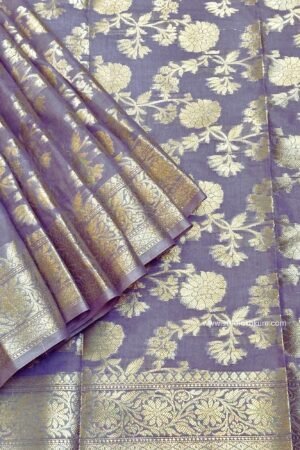 Lavender Banarasi Cotton Silk Jamdani Saree