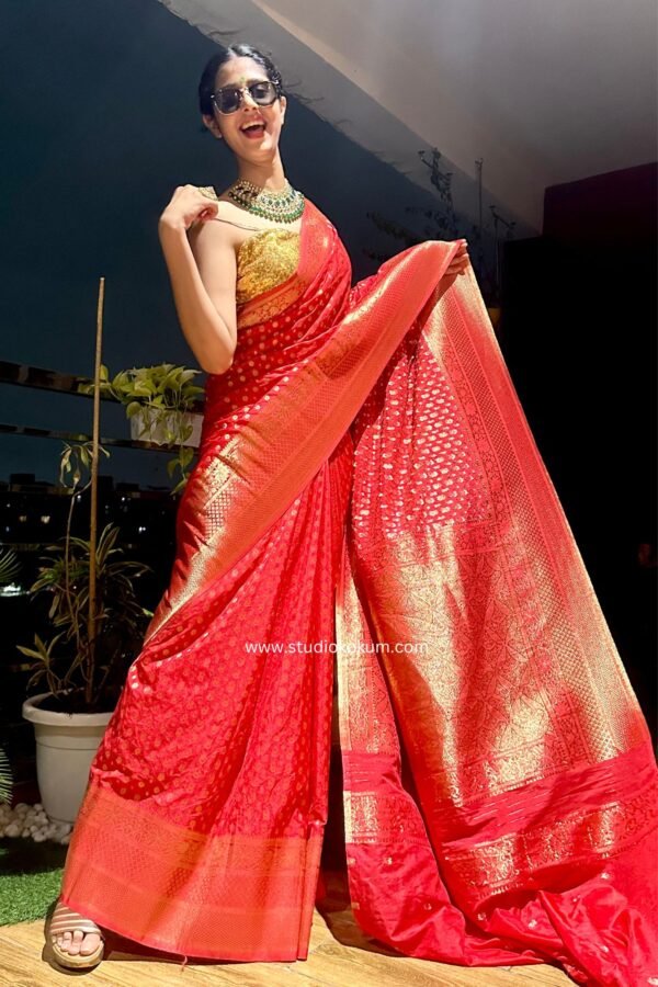 Red Banarasi Georgette Silk Saree