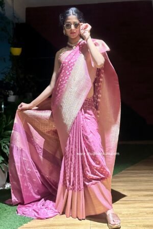 Pink Banarasi Georgette Silk Saree