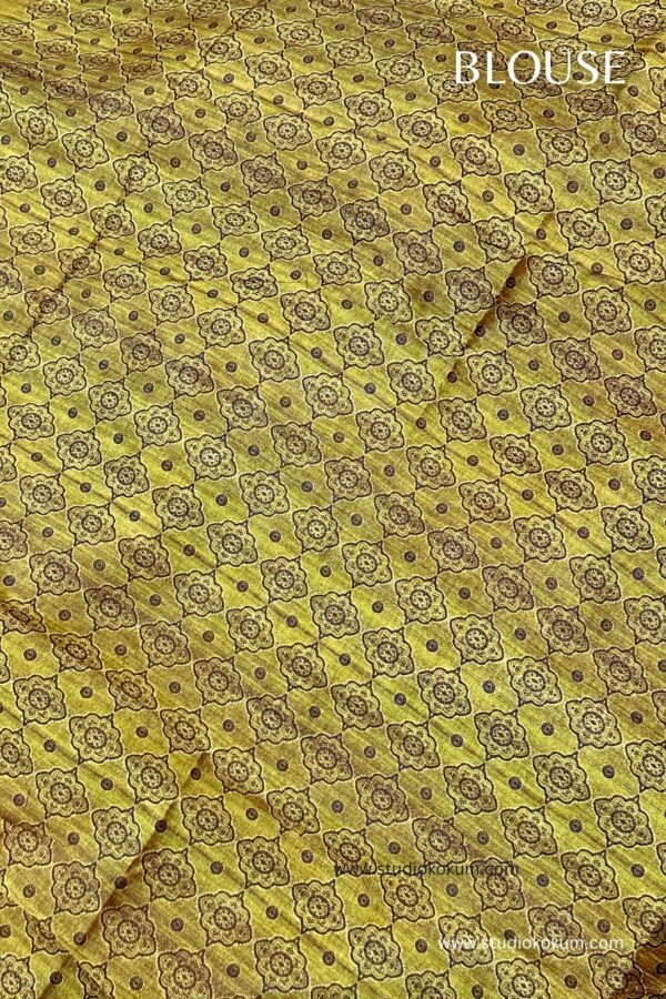 Beige color tussar silk saree with Kalamkari Border (With Blouse)