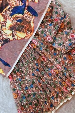 Kalamkari Printed Chanderi Saree with Blouse Piece