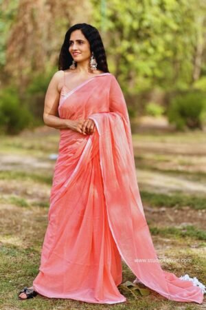 Peach Colour Soft Mul Cotton Saree