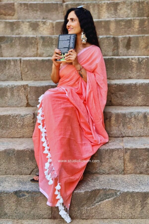 Peach Colour Soft Mul Cotton Saree