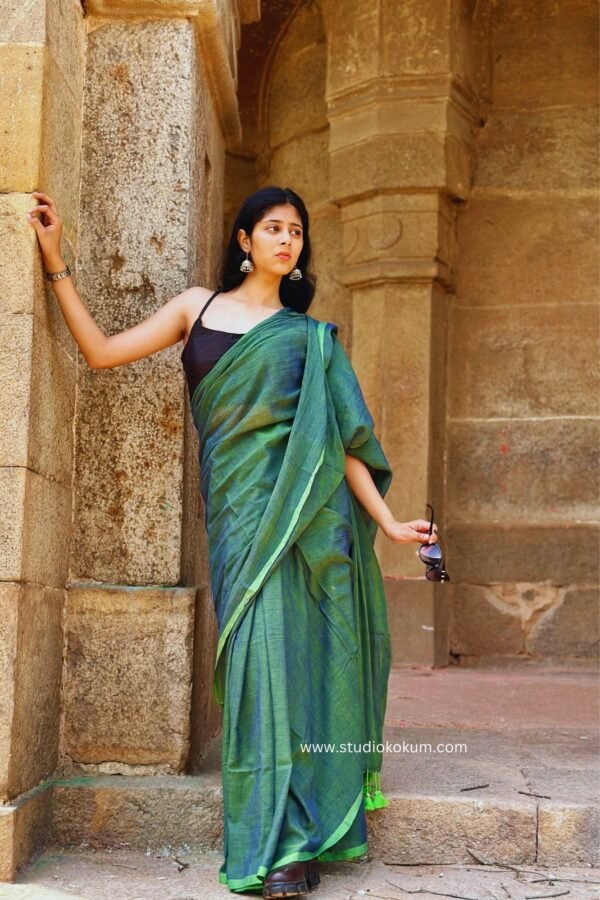 Urvi Olive Colour Mul Cotton Saree