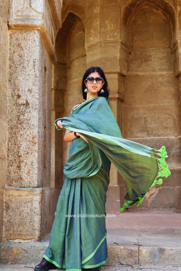 Urvi Olive Colour Mul Cotton Saree