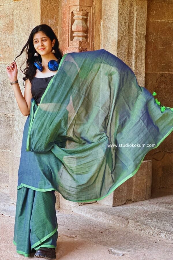 Urvi Olive Colour Mul Cotton Saree