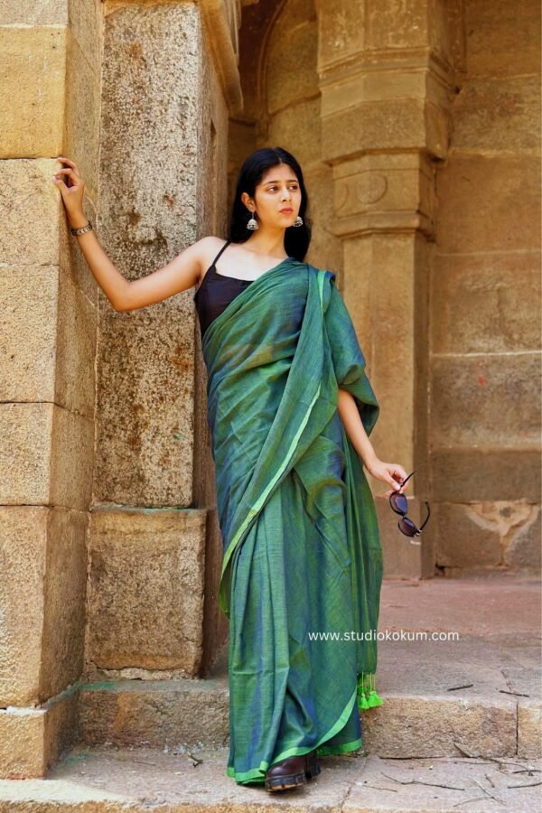 Urvi Olive Colour Mul Cotton Saree