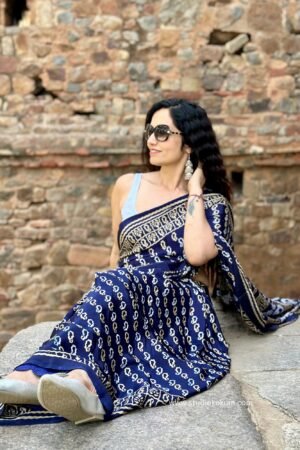 Indigo-Print-Modal-Silk-Saree